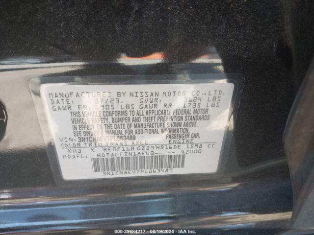 3N1CN8EV7PL863489 Nissan Versa 1.6 Sv Xtronic Cvt