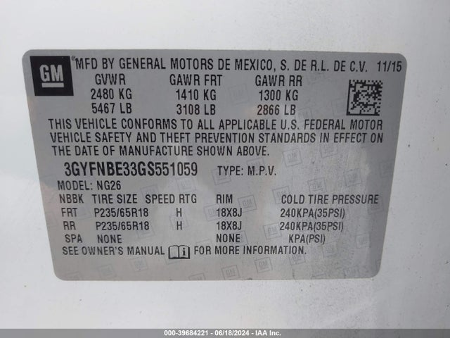 2016 CADILLAC SRX 3GYFNBE33GS551059 Photo 8