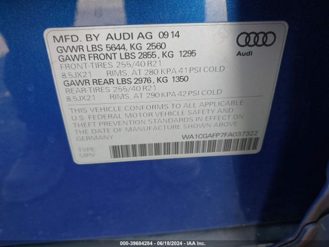 WA1CGAFP7FA037322 Audi Sq5 3.0t Premium Plus
