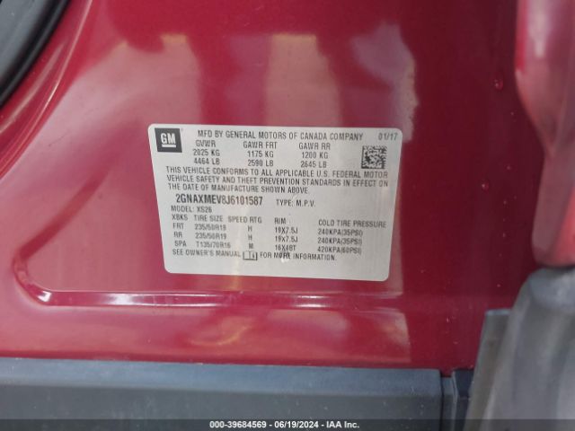 2GNAXMEV8J6101587 Chevrolet Equinox Premier