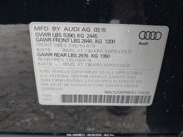 Audi Q5 2.0t Premium 2015 WA1LFAFP8FA113438 Image 9
