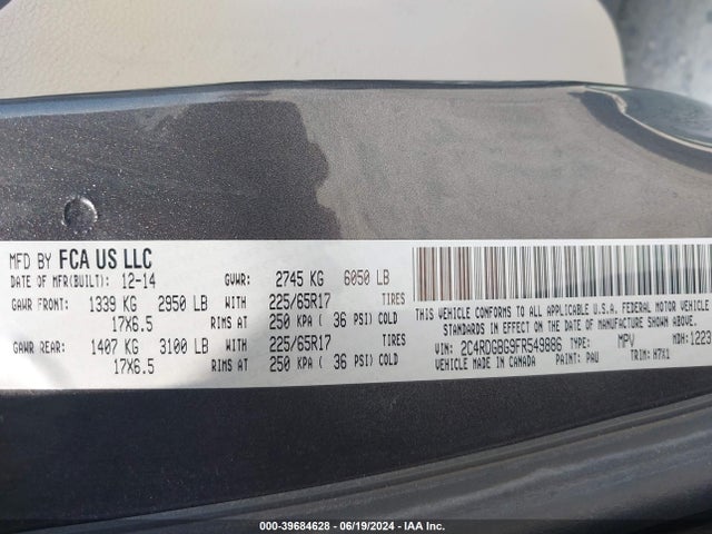 2C4RDGBG9FR549886 Dodge Grand Caravan American Value Pkg
