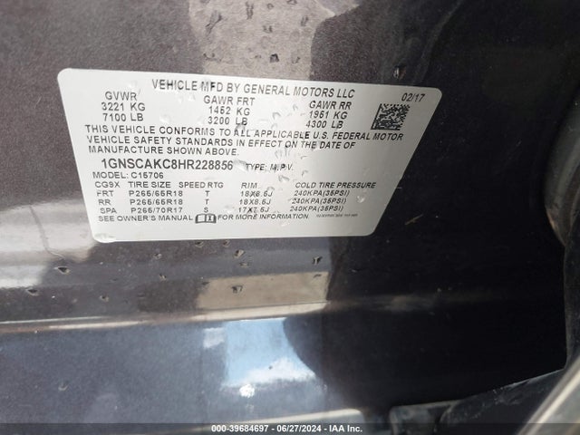 Chevrolet Tahoe Ls 2017 1GNSCAKC8HR228856 Image 9