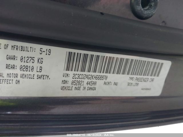 2C3CDZAG2KH668970 Dodge Challenger Sxt