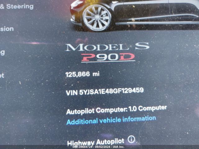 Tesla Model S 90d/p100d/p85d/p90d 2016 5YJSA1E48GF129459 Image 16