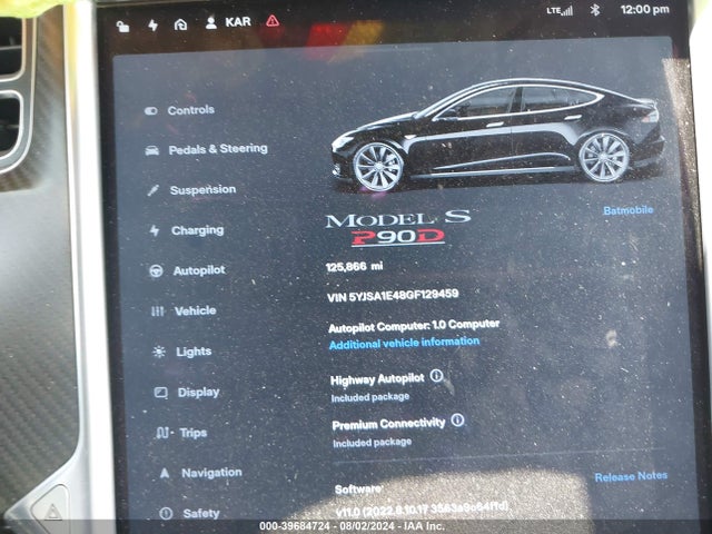 Tesla Model S 90d/p100d/p85d/p90d 2016 5YJSA1E48GF129459 Image 7