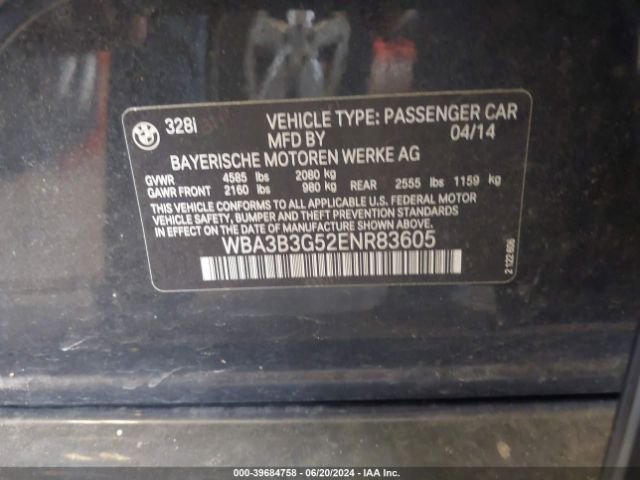 WBA3B3G52ENR83605 BMW 328i Xdrive