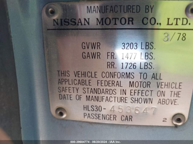1978 DATSUN 280Z HLS30453647       Photo 8