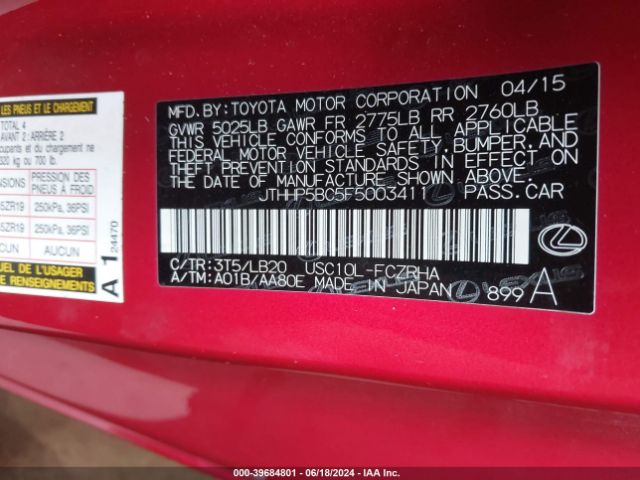 JTHHP5BC5F5003411 Lexus RC F