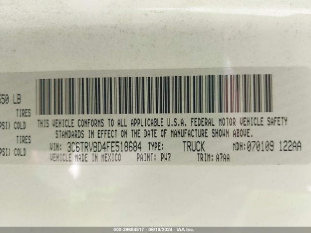 3C6TRVBD4FE518684 RAM Promaster 1500