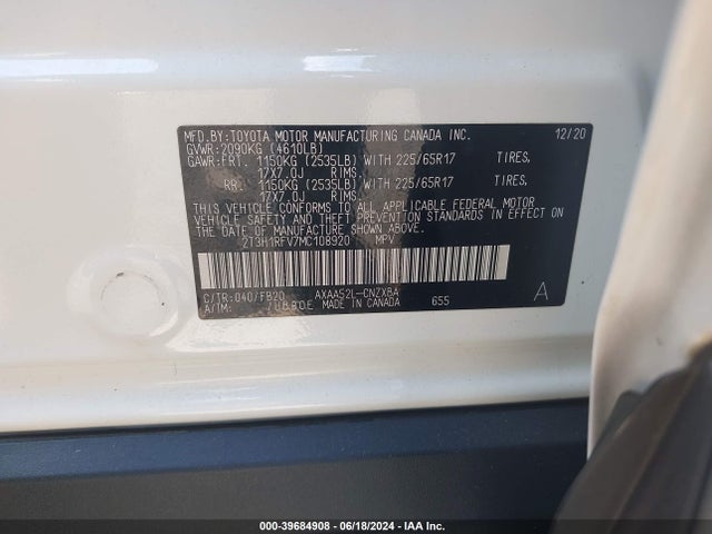 Toyota RAV4 LE 2021 2T3H1RFV7MC108920 Image 9