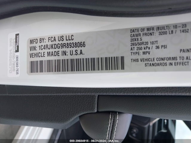 1C4RJKDG9R8938066 Jeep Grand Cherokee L Overland 4x4