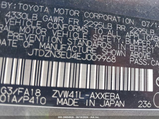 JTDZN3EU4EJ009968 Toyota Prius V Three