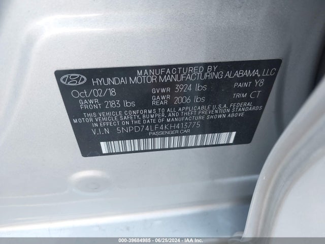 Hyundai ELANTRA SE 2019 5NPD74LF4KH413775 Image 9