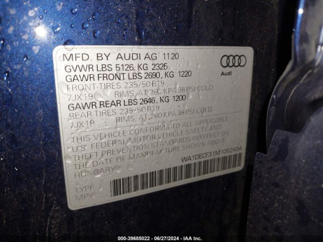 WA1DECF31M1052494 Audi Q3 Premium 45 Tfsi S Line Quattro Tiptronic