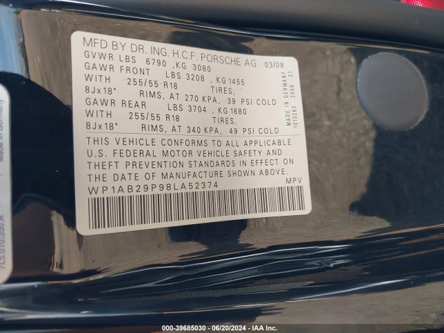 2008 PORSCHE CAYENNE WP1AB29P98LA52374 Photo 8