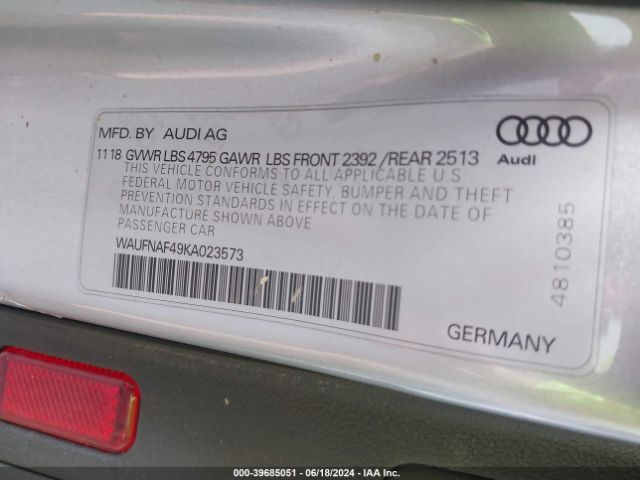 WAUFNAF49KA023573 Audi A4 45 Premium