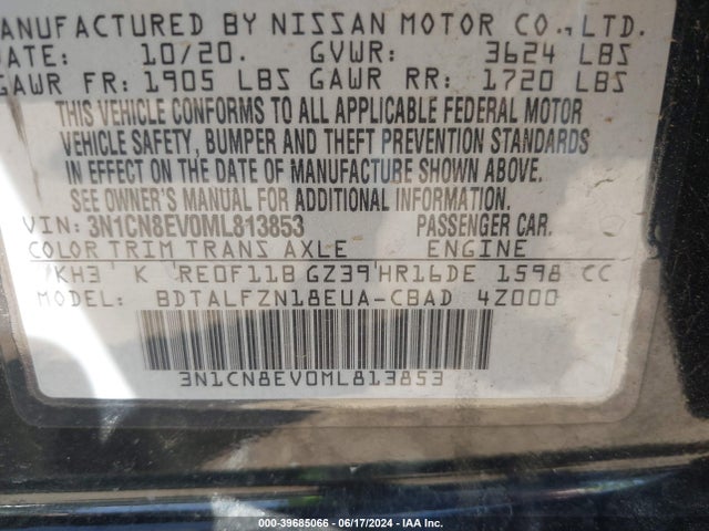Nissan Versa Sv Xtronic Cvt 2021 3N1CN8EV0ML813853 Image 9