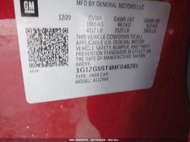 1G1ZG5ST4MF048281 Chevrolet Malibu Fwd Rs
