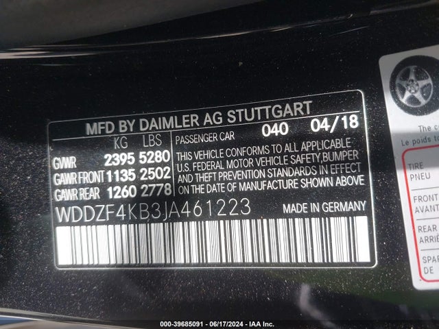 WDDZF4KB3JA461223 Mercedes-Benz E 300 4matic