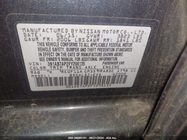Nissan SENTRA SV 2015 3N1AB7AP2FY298135 Image 9
