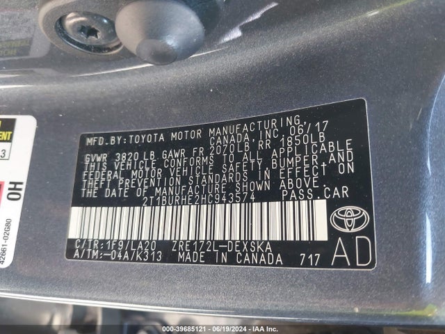 Toyota Corolla Xse 2017 2T1BURHE2HC943574 Image 9