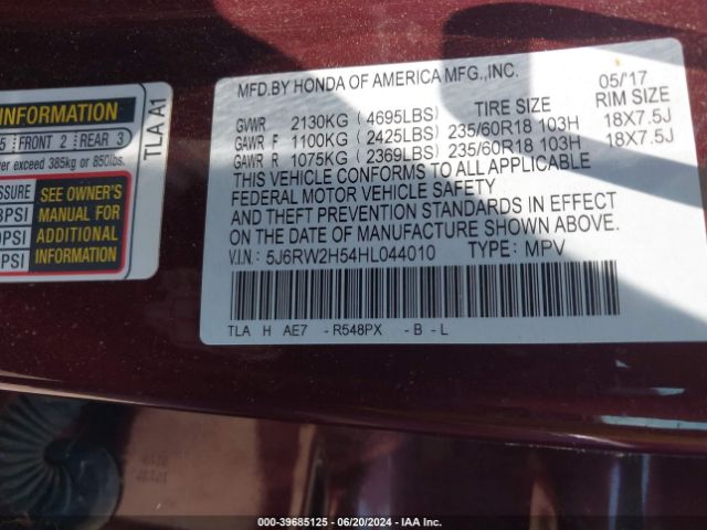 5J6RW2H54HL044010 Honda CR-V EX