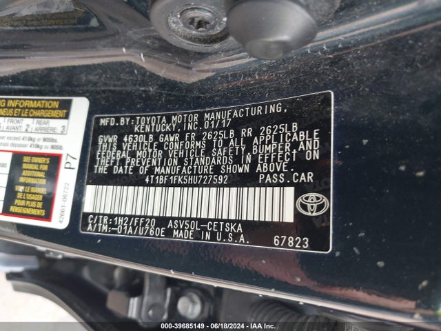 Toyota CAMRY SE 2017 4T1BF1FK5HU727592 Image 9