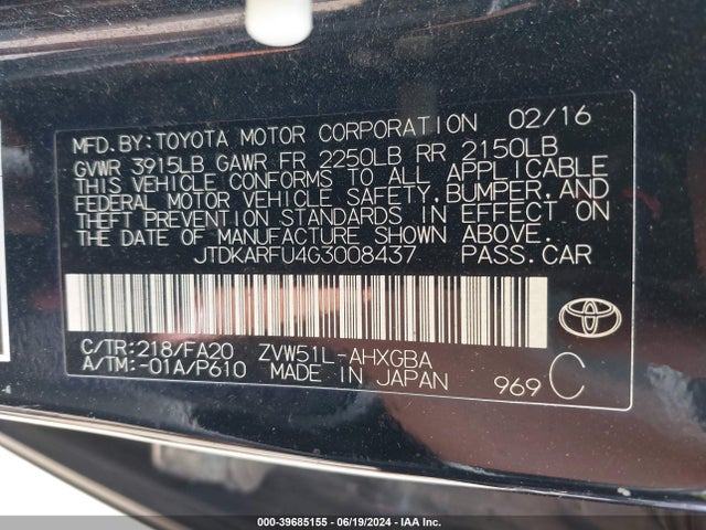 Toyota Prius Three 2016 JTDKARFU4G3008437 Image 9