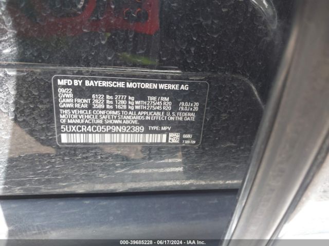 5UXCR4C05P9N92389 BMW X5 Sdrive40i