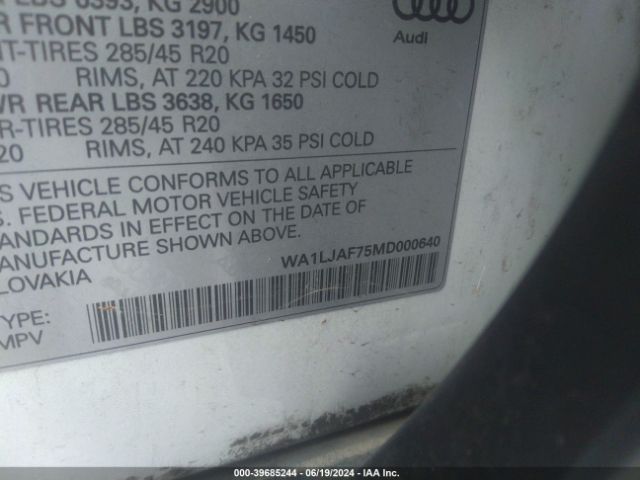 WA1LJAF75MD000640 Audi Q7 Premium Plus 45 Tfsi Quattro Tiptronic