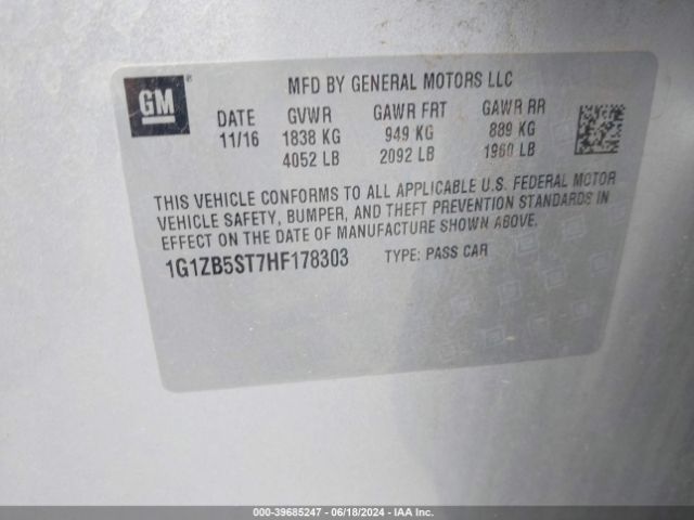 1G1ZB5ST7HF178303 Chevrolet MALIBU LS