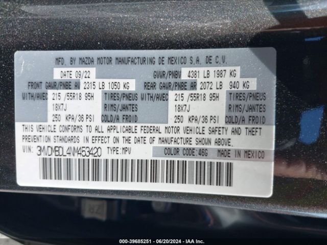 3MVDMBDL4NM453420 Mazda Cx-30 Premium