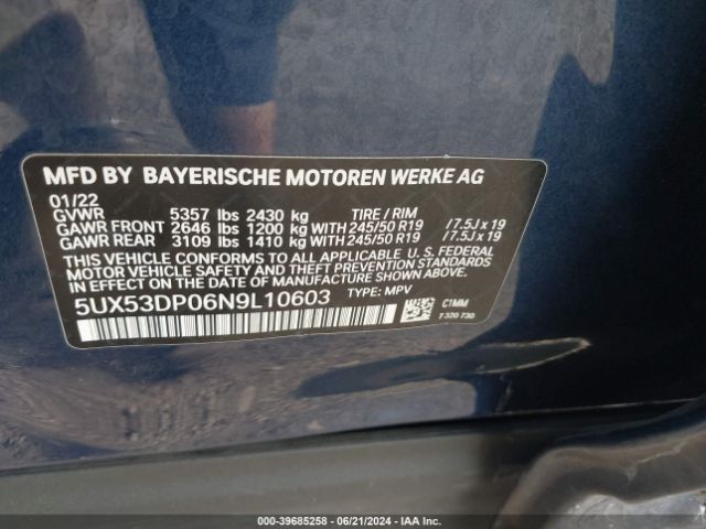 5UX53DP06N9L10603 BMW X3 Xdrive30i
