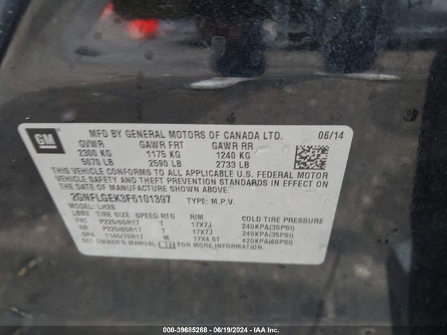 Chevrolet Equinox 2lt 2015 2GNFLGEK3F6101397 Image 9