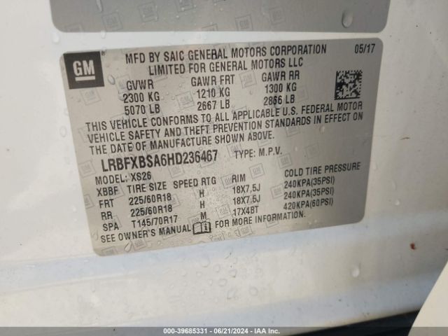 LRBFXBSA6HD236467 Buick Envision Essence