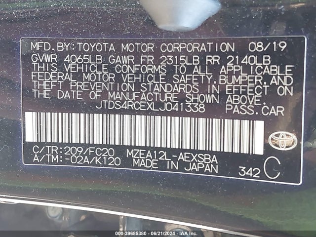 Toyota COROLLA SE 2020 JTDS4RCEXLJ041338 Image 9