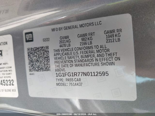 1G1FG1R77N0112595 Chevrolet Camaro Rwd  2ss