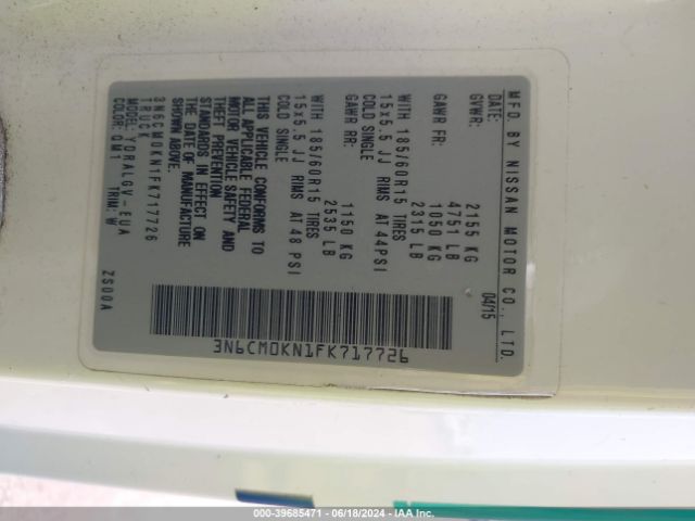 3N6CM0KN1FK717726 Nissan NV200 SV