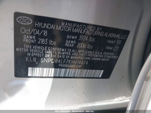 Hyundai ELANTRA SEL 2019 5NPD84LF7KH414674 Image 9