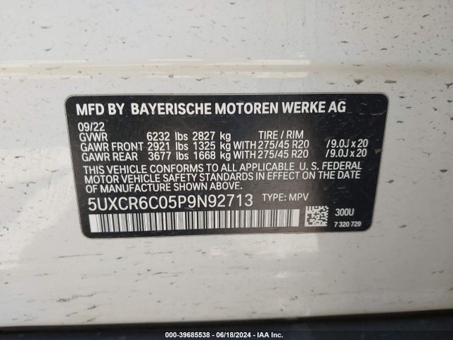 BMW X5 Xdrive40i 2023 5UXCR6C05P9N92713 Image 9