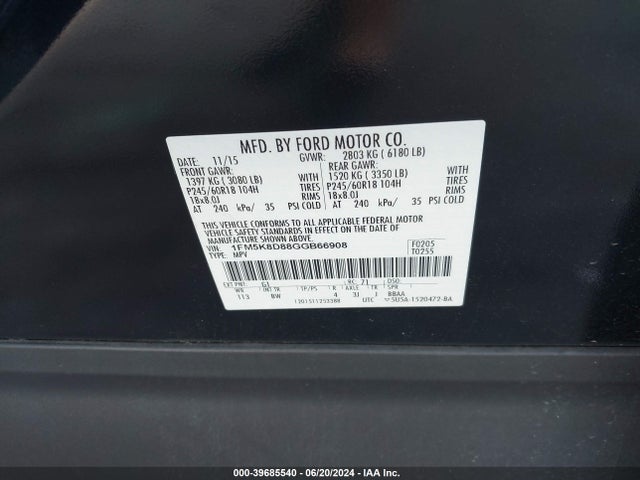Ford EXPLORER XLT 2016 1FM5K8D88GGB66908 Image 9