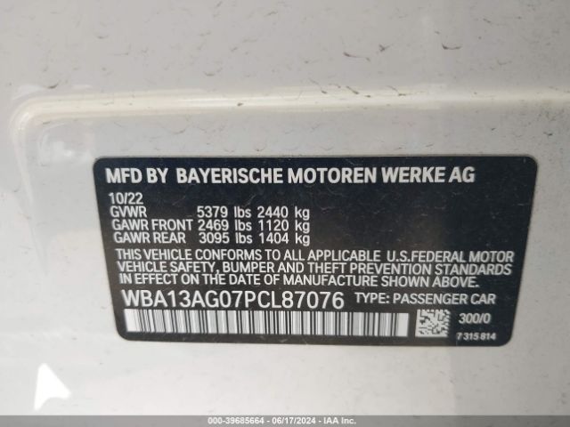 WBA13AG07PCL87076 BMW 530e