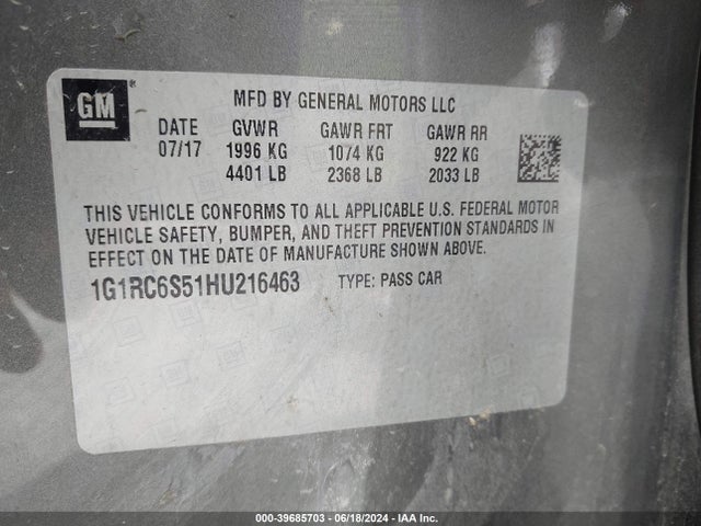 Chevrolet VOLT LT 2017 1G1RC6S51HU216463 Image 9