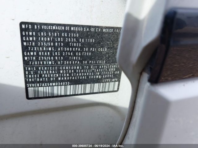 3VVCB7AX5NM034033 Volkswagen Tiguan 2.0t Se R-line Black