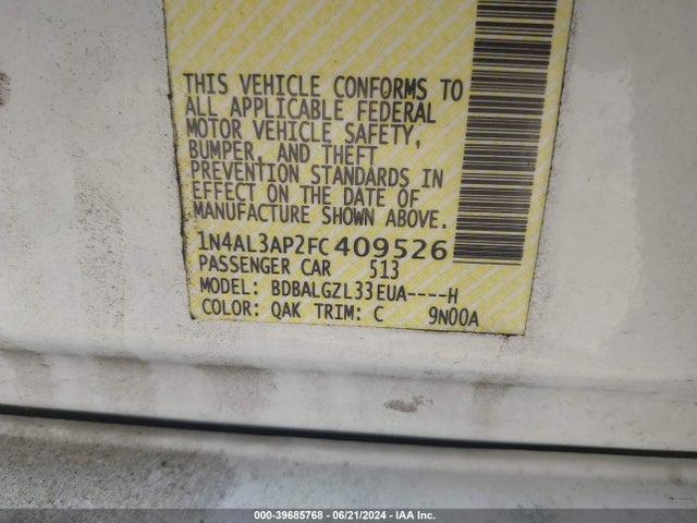 Nissan Altima 2.5 S 2015 1N4AL3AP2FC409526 Image 9