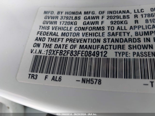 Honda CIVIC EX 2015 19XFB2F83FE084912 Image 9