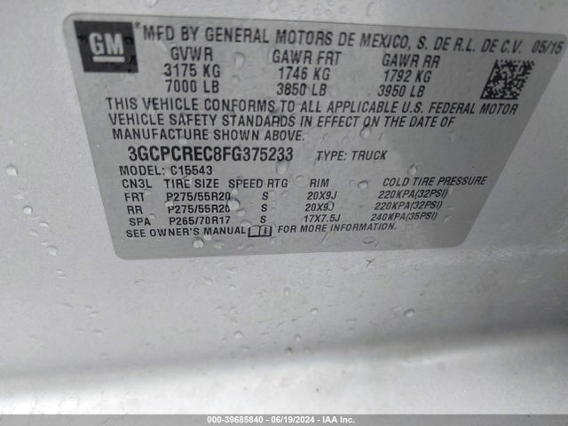 Chevrolet Silverado 1500 1lt 2015 3GCPCREC8FG375233 Image 9