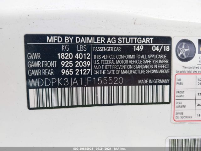 WDDPK3JA1JF155520 Mercedes-Benz Slc 300