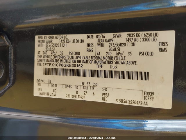 Ford F-150 Xl 2016 1FTEX1CP6GKE30162 Image 9
